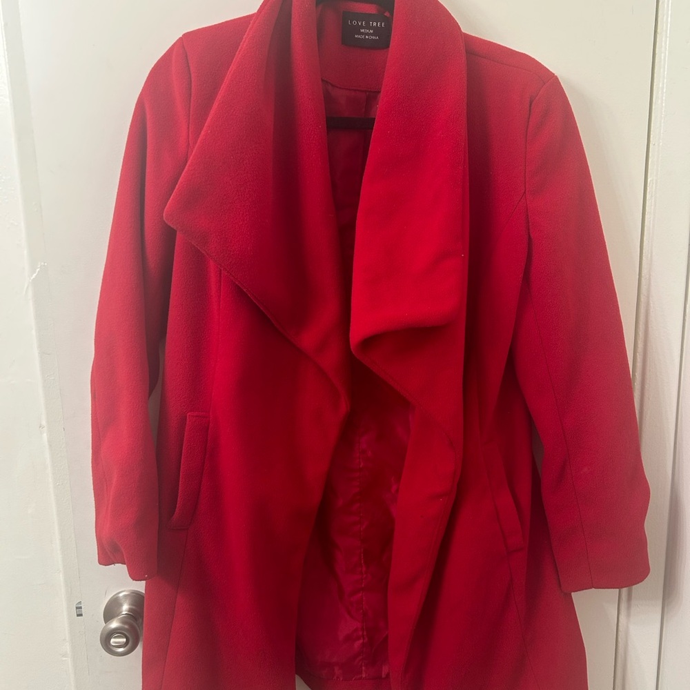 Love Tree Red Trench Coat